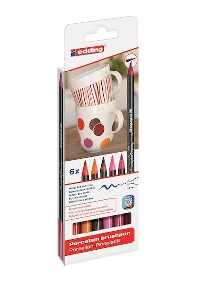 Porselen Kalemı 6Lı Set- Sıcak Renkler E-4200