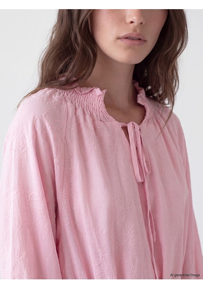 Lcw Modest Pembe Desenli Kuşaklı Kadın Gipeli Tunik