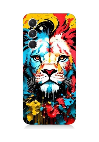 Samsung Galaxy A05s Uyumlu Renli Boyalı Aslan Yüzü Desenli Silikon Kılıf