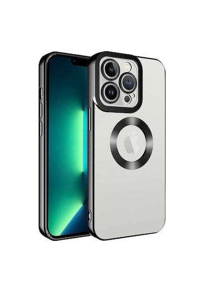 Zore Apple iPhone 14 Pro Max Uyumlu Kamera Korumalı Logo Gösteren Omsy Omega Kılıf-siyah