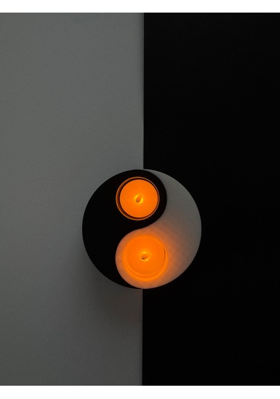 Yin Yang Mumluk Siyah Beyaz Çift Hazneli Led Tealight Dekoratif Mumluk