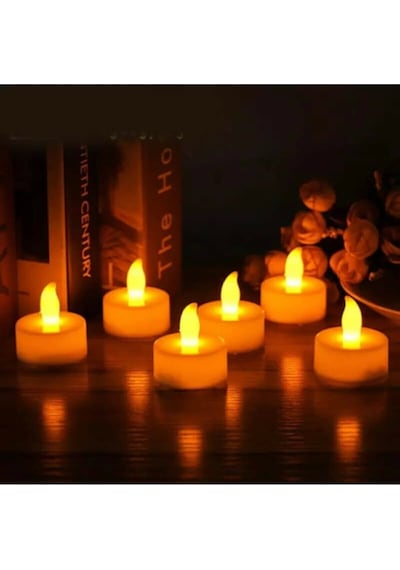 8 Adet Sarı Işıklı Led Mum El Mumu Tealight Piller Dahil Kullanıma Hazır Sarı