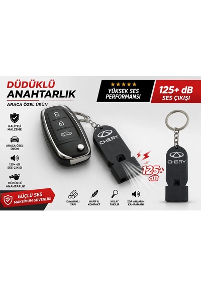 Düdüklü Chery Anahtarlık , Chery Logolu Islık Çalan Araç Anahtarlık - Hediyelik Chery Araba Anahtarl