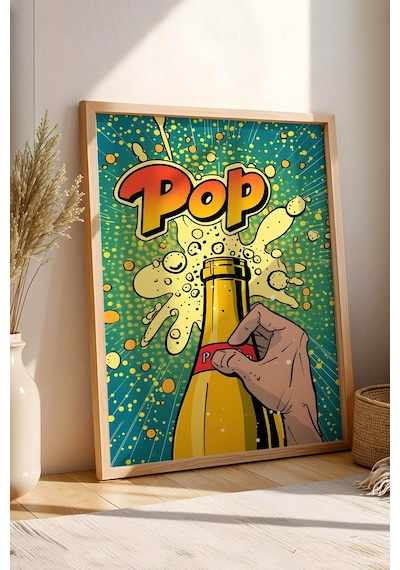 Şişe Açılışı Pop Art Çerçeveli Tablo - Pop Art Poster Tablo