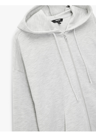 Koton Uzun Kollu Kapüşonlu Fermuarlı Kanguru Cepli Spor Sweatshirt Kar Melanj 6wak10276nk Gri Melanj Koton Uzun Kollu Kapüşonlu Fermuarlı Kanguru Cepli Spor Sweatshirt Kar Melanj 6wak10276nk Gri Melanj