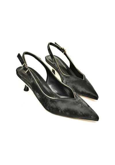 Fox Shoes U820503339 Siyah Kadife Alçak Topuklu Kadın Ayakkabı Siyah