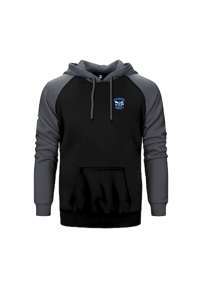 New Orelans Blue Gri Renk Reglan Kol Kapşonlu Sweatshirt Gri