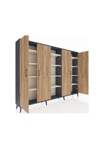 Arges Dolap 12 Raflı 4 Kapaklı 220x30x163 Antrasit-çam/aytaşı Atlas Çam/aytası - Antrasıt Arges Dolap 12 Raflı 4 Kapaklı 220x30x163 Antrasit-çam/aytaşı Atlas Çam/aytası - Antrasıt