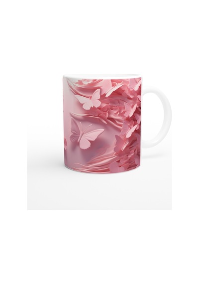 Pembe Rüyalar Kelebek Temalı Baskılı Kupa Bardak Renkli