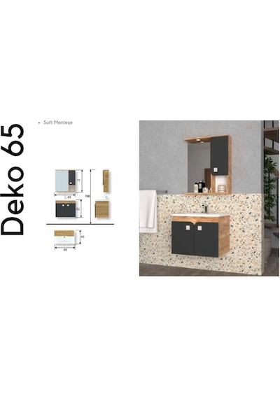 Evros Deko 65 Cm Banyo Dolabı Siyah