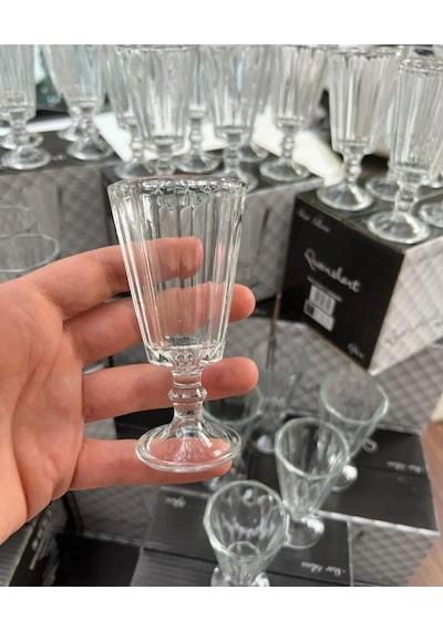 6 Lı Flüt Kahve Yanı Su Bardağı Kadeh Kupa Bardak 75ml
