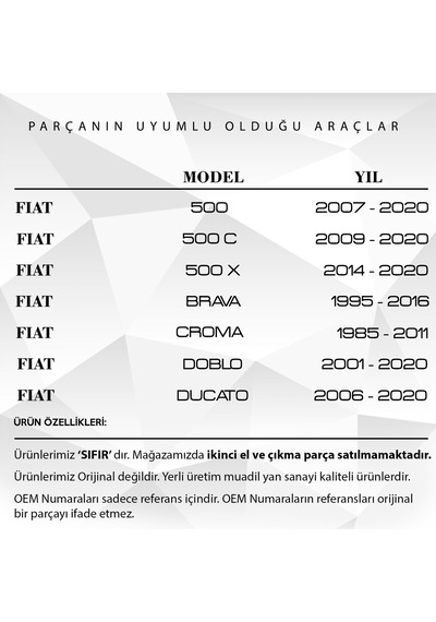 Fiat Doblo, Ducato, 500, Punto İçin Şamandıra Kapağı