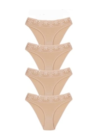 Ceylanoğlu Kadın Likralı Beli Dantelli Bikini Külot C-131 (4 Pake