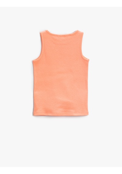 Koton Baskılı Crop Atlet Bisiklet Yaka Pamuklu Turuncu 2skg30134ak