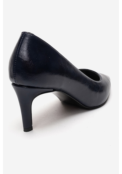 Luvishoes Velmıra Lacivert Cilt Kadın Topuklu Ayakkabı
