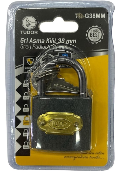 Tudor 38 Mm Kısa Gri Asma Kilit