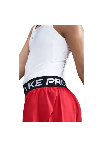 Nike Pro Dri Fit Older Kids' Girls' 2in1 Shorts Kız Çocuk Taytlı Koşu Şortu Kırmızı Kırmızı
