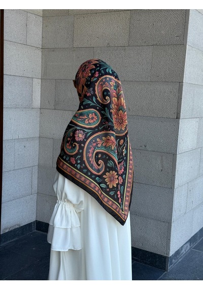 Qalortex Scarf Pamuklu Vintage Desen Eşarp-karma