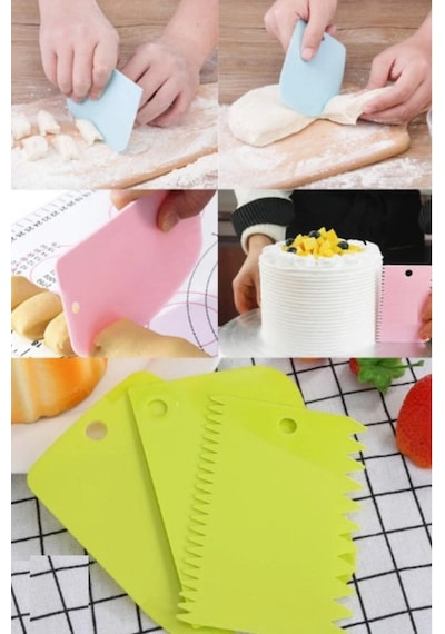 Hamur Spatulası &amp 3& 39 Lü Kesme Kazıma Dekorasyon Seti Silikon Beyaz Diğer