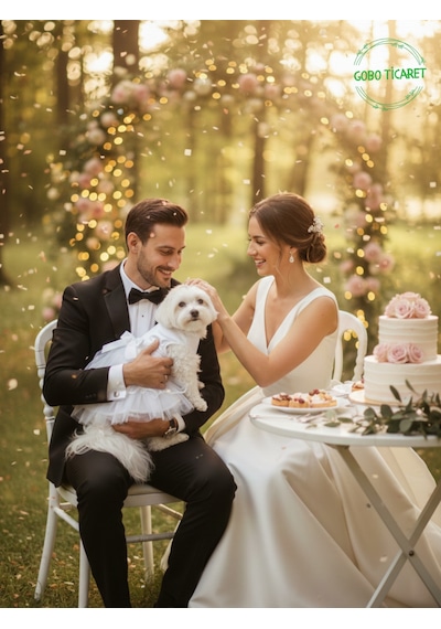 Şık Tasarım Gelinlik & Doğum Günü Abiyesi Kedi Köpek Parti Kıyafeti Elbisesi