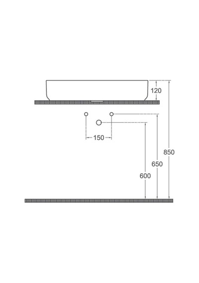 Isvea Infinity Batarya Delikli Tezgah Üzeri Lavabo 60CM Fil Dişi