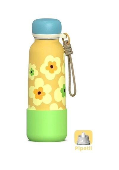 Vagonlife Çelik Pipetli Kullanım Ip El Askılı Matara/termos Vgn1105 550ml - Sarı