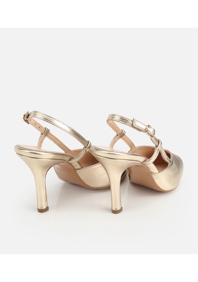 Hotiç Kadın Deri Gold Arkası Açık Stiletto -