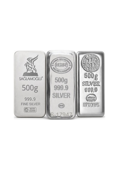 500 Gram Külçe Gümüş 999 / 999,9 Saflık Yatırımlık Gram Gümüş, Rafineri Ambalajlı
