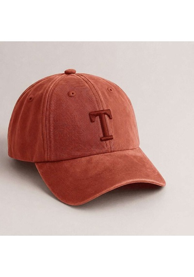 Tesbihane Unisex Vintage Beyzbol Şapkası - İsme Özel Harf Nakışlı - Eskitme Kumaş - Metal Tokalı Turuncu