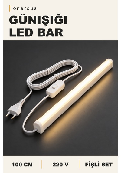Onerous 100 Cm 220v Günışığı Led Bar, Anahtarlı, Fişli Sarı