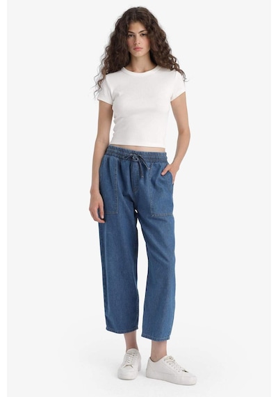 DeFacto Pull On Carrot Fit Yüksek Bel Crop Fit Yumuşak Jean Pantolon E0954AX25SMNM85