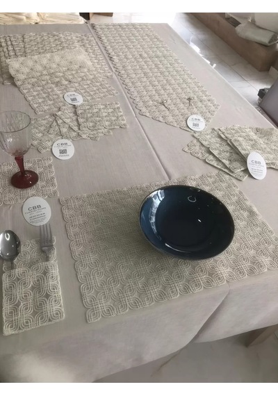 Buradabulabilirsin Sofra Takımı Orion Gardenya Keten Yemek Takımı 160x260 Masa Seti 26 Parça Runner Set Kapiçino Bbz