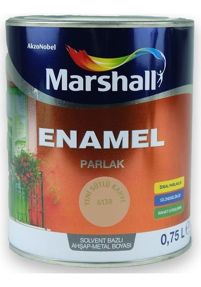 Marshall Enamel Parlak Ahşap Metal Boyası Sütlü Kahve 0,75 L