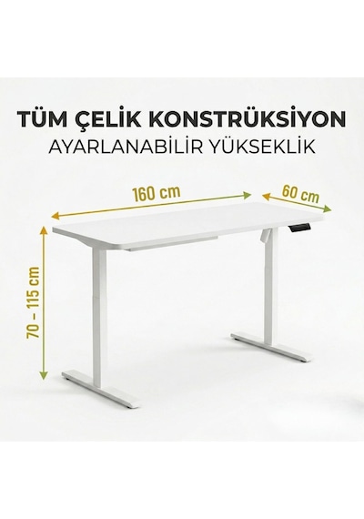 Adornist - Yüksekliği Ayarlanabilir Ergonomik Bilgisayar & Çalışma Masası - Tek Motorlu 2 Hafızalı Beyaz, 160 60 Çok Renkli Adornist - Yüksekliği Ayarlanabilir Ergonomik Bilgisayar & Çalışma Masası - Tek Motorlu 2 Hafızalı Beyaz, 160 60 Çok Renkli