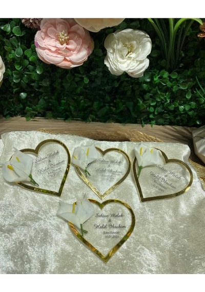 Uv Baskı Pleksi Magnet Söz, Nişan, Nikah, Düğün, Kına 10 Adet Ekru