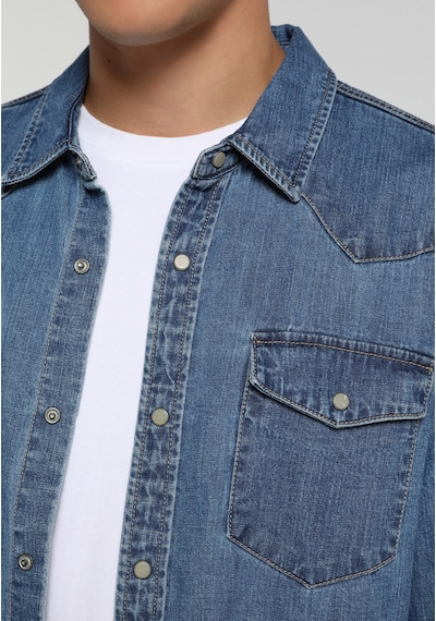Colin's Colins Regular Fit Klasik Yaka Düz Erkek Mid İndigo Denim Uzun Kol Gömlek Cl1082655 Q1.v1 Dn45139