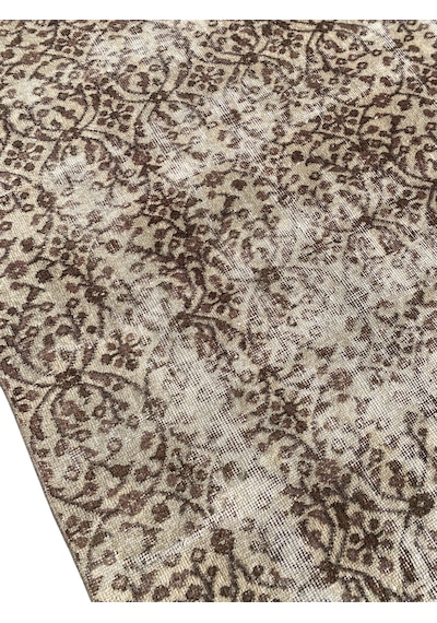 El Dokuma Eskitme Vintage Halı 105x193 Kahverengi İnce Halı Kahverengi