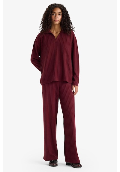 Defacto Wide Leg Fitilli Kaşkorse Beli Lastikli Pantolon F1012ax25aubr115 Bordo-br115