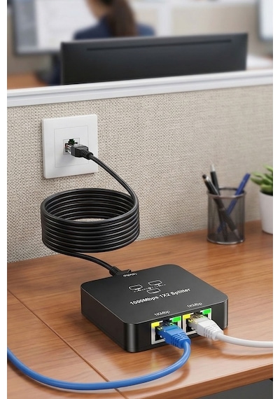 1000mbps Gigabit Ethernet Çoklayıcı 1 Giriş 2 Çıkış Ağ Dağıtıcı Yüksek Hızlı İnternet Dağıtıcı