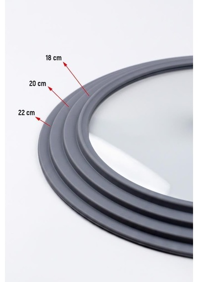 Silikon Kenarlı 3 Ölçü Cam Tencere Kapağı 18-20-22 Cm Çok Renkli
