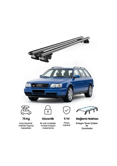 Venüs Audi A6 Avant 1994-1998 Uyumlu Gri Ara Atkı Port Bagaj Tavan Barı