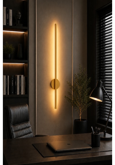 Dekoratif 20w İç Mekan Gold Kasa 3 Renkli Işık Elektrikli 80 Cm Duvar Aplik 1 Adet