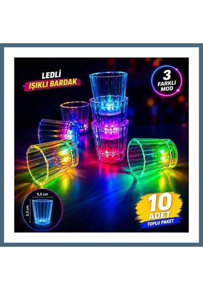 Bezos 10& 39 Lu Led Işıklı Parti Bardağı Seti Agc Diğer
