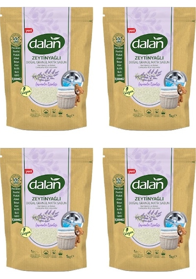 Dalan Lavanta Esintisi Zeytinyağlı Doğal Granül Matik Sabun Tozu 32 Yıkama 4 x 1 KG