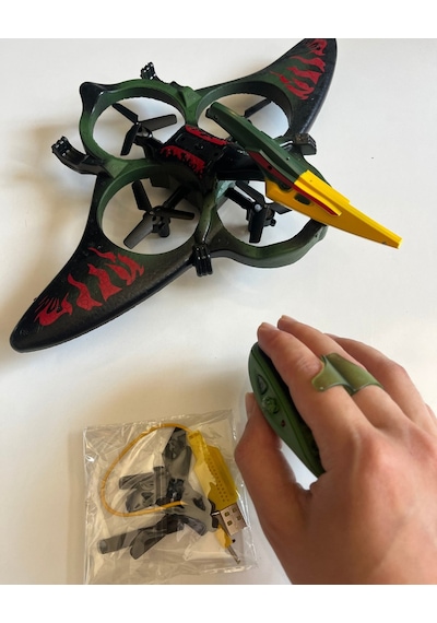 Uzaktan Elde Özel Kumandalı Uçak Dinozor Dron 2.4ghz 360 Derece Dönebilen Led Işıklı Otomatik