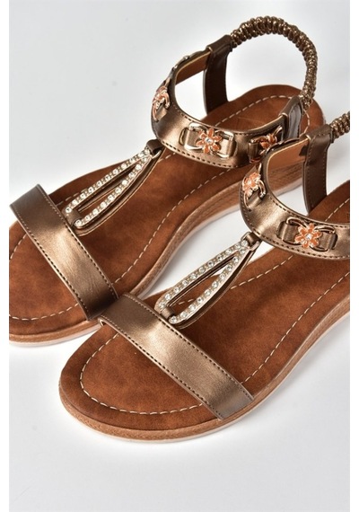 Fox Shoes Bakır Taş Detaylı Günlük Kadın Sandalet M258312209