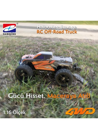 Haıboxıng Rc 1/16 Ravage 45+ Km/h Sürat Uzaktan Kumandalı Rc Model Araba Rtr Elektrikli 4wd Brushless Fırçasız Offroad Truck Turuncu