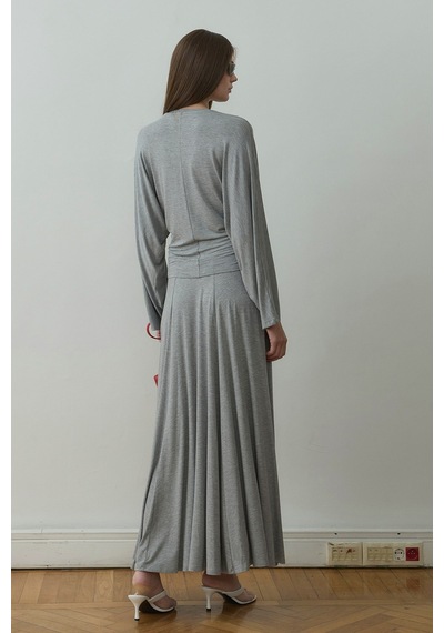 Suud Collection Gri Sophia Yarasa Kol Bluz