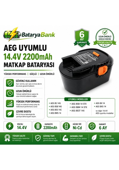 Bataryabank Aeg 14.4v 2200mah Ni-cd Muadil Matkap Bataryası