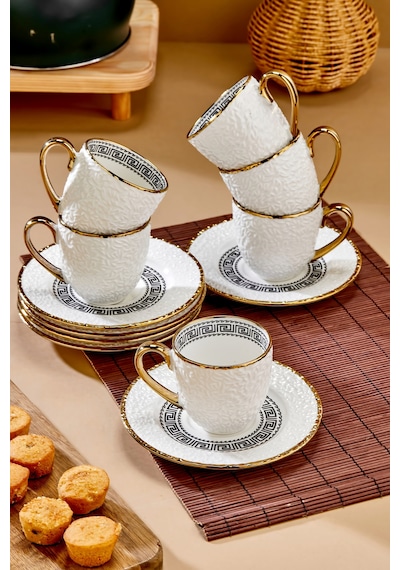Cooker Aristona 6 Kişilik 180 Ml Porselen Duble Çay Ve Kahve Fincan Takımı Ckr3809 Altın